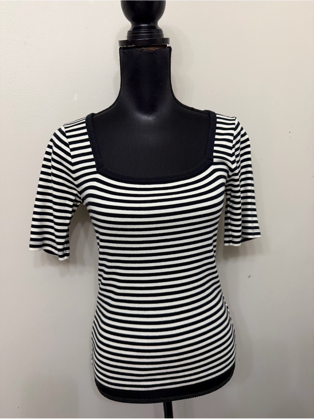J. Crew Women’s Black and White Striped Short Sleeve Tee M